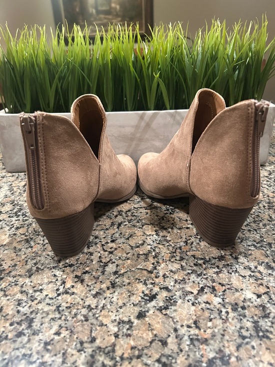 SO Shoes - SO Beige Suede Ankle Booties with Rear Zip